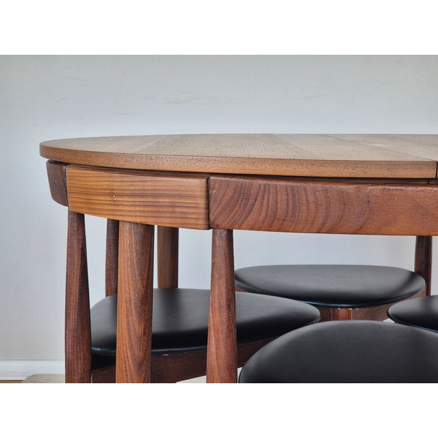 Black Round Extendable Dining Table and Chairs in Teak by Hans Olsen for Frem Røjle, Denmark, 1960s, Set of 5 For Sale - Image 8 of 16