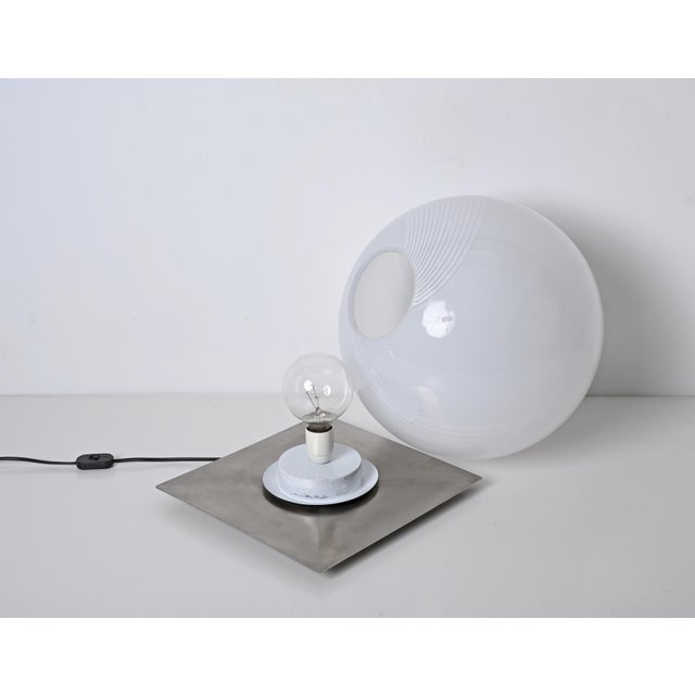 Mid-Century Murano Table Lamp with Steel Base attributed to Lamperti, Italy, 1970s For Sale - Image 10 of 18