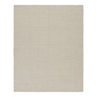Rug & Kilim’s Contemporary Rug in Cream White with High-Low Geometric Patterns - 13x19 For Sale