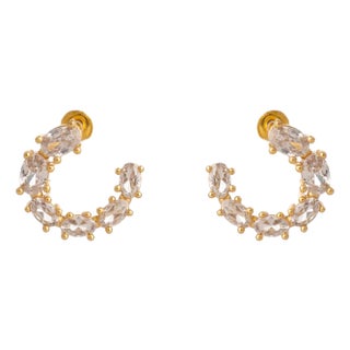 Crystal Radiance Stud Hoop Earrings, A Pair For Sale