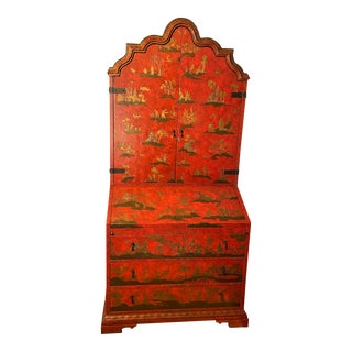 Baker Furniture Red Chinoiserie 1593 Venetian Secretary Desk Mid-Century Modernillan Collector’s Edition For Sale