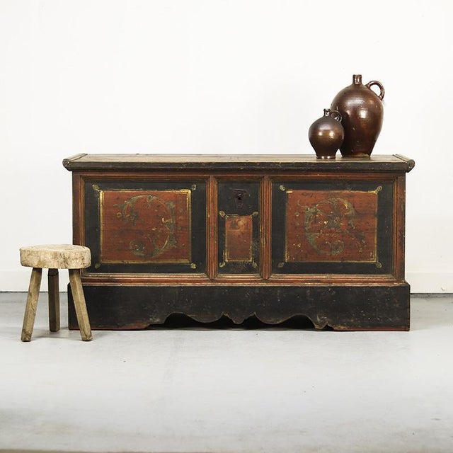 Rustic Very Large Rustic Farmhouse Folk Art Bridal Chest / Dresser For Sale - Image 3 of 18