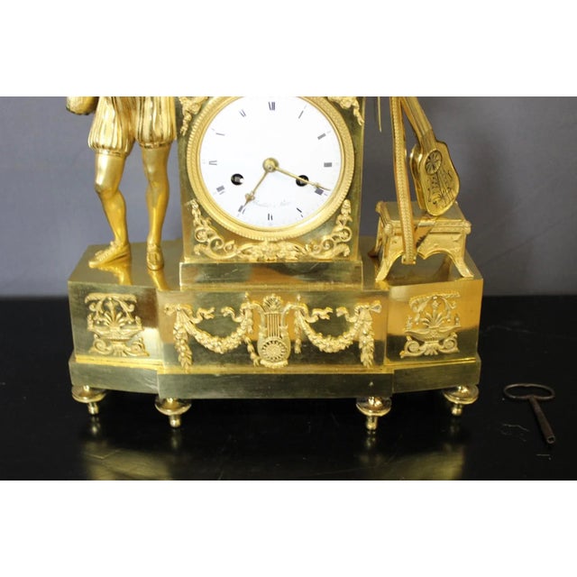 Charles X Gilt Bronze Troubadour Clock For Sale - Image 4 of 15