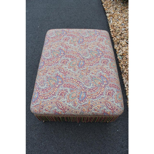 English Hickory Chair Ottoman With Bouillon Trim For Sale - Image 3 of 15