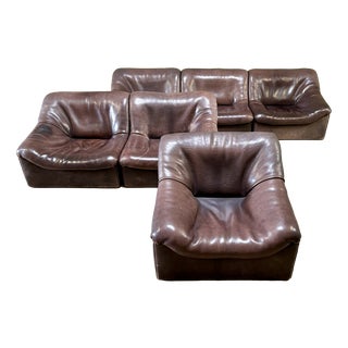 Model DS-46 in Black-Brown Neck Leather from de Sede, Switzerland, 1976, Set of 6 For Sale