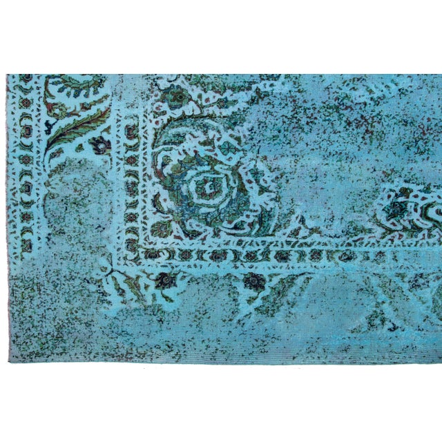 Blue Antique Persian Overdyed Wool Rug With Allover Motif For Sale In New York - Image 6 of 10