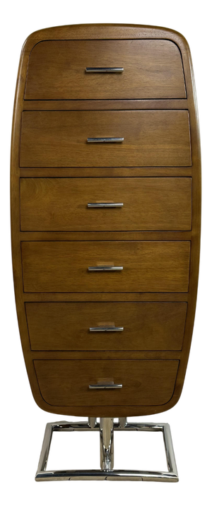 Art Deco Style Storage Unit with Drawers in Wood and Chrome, 2000s