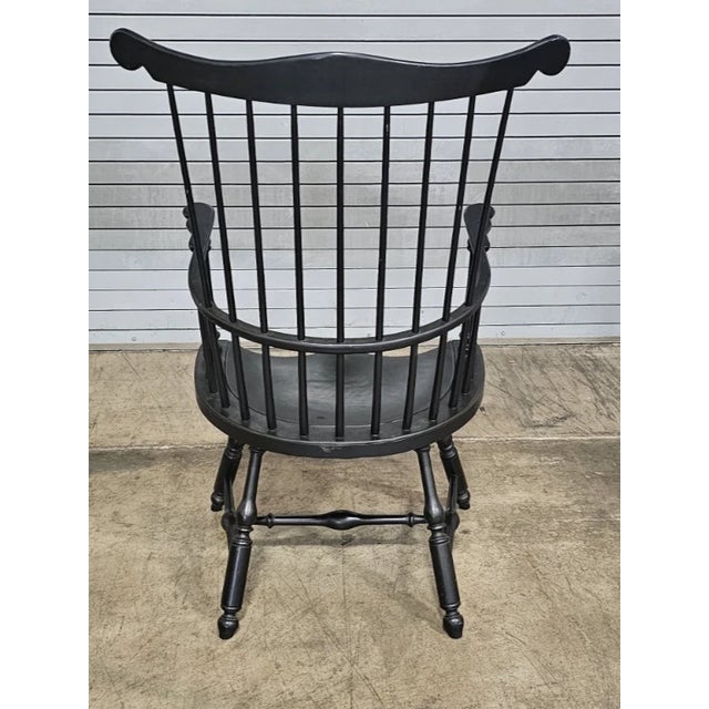 Late 20th Century Late 20th Century Saybolt Cleland Black Fan Back Windsor Arm Chair Made in Philadelphia, Pa For Sale - Image 5 of 9
