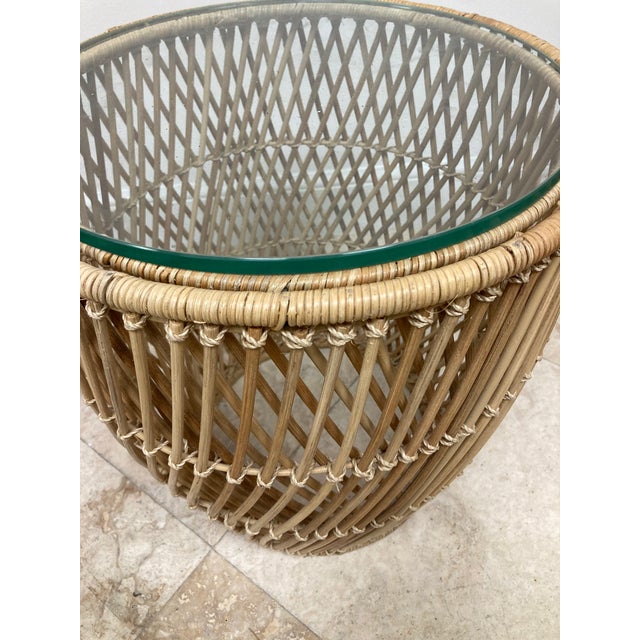 Boho Chic Boho Chic Rattan Drum Cocktail Table -1 For Sale - Image 3 of 4