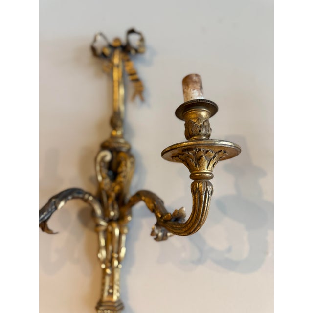 1900 - 1909 1900s Pair of Gilded Iron French Sconces For Sale - Image 5 of 9