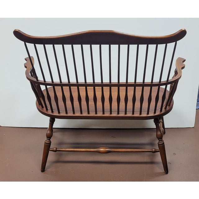 Farmhouse Vintage 1940s Rock Maple Windsor Bench For Sale - Image 3 of 10