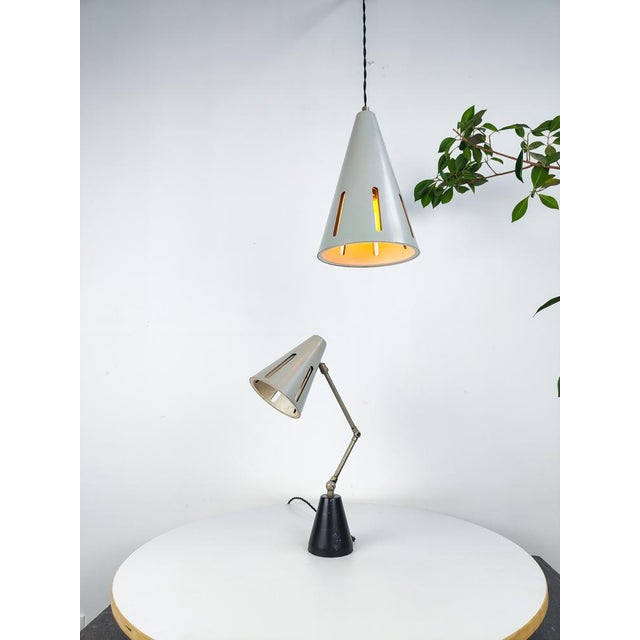 Black Mid-Century Pendant and Desk Light Solar Series by H. Th. J. A. Busquet for Hala Zeist, 1950s, Set of 2 For Sale - Image 8 of 8