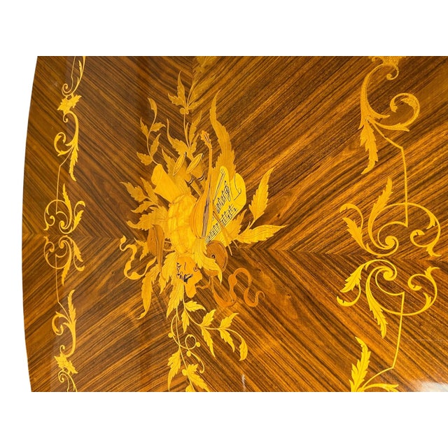 Wood Mid Century Inlaid Italian Oval Coffee Table For Sale - Image 7 of 10