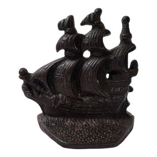 Mini Cast Iron Clipper Ship Sailboat Bookend For Sale