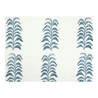 Heather Chadduck Grande Frond Indigo Blue Linen fabric-1.88 Yards For Sale