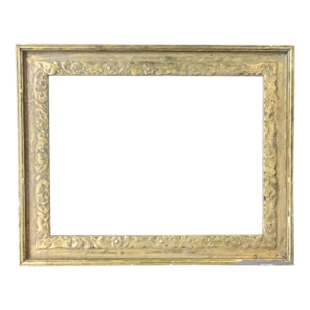 Early 20th Century Arts and Crafts Giltwood Carved Floral Painting Frame For Sale