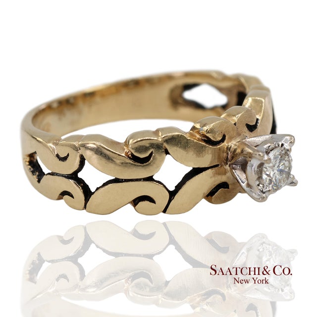 0.13 Ct Natural Diamond 14K Yellow Gold Engagement Ring Metal Type: 14k Yellow Gold Total Item Weight: 3.8 Grams Ring...