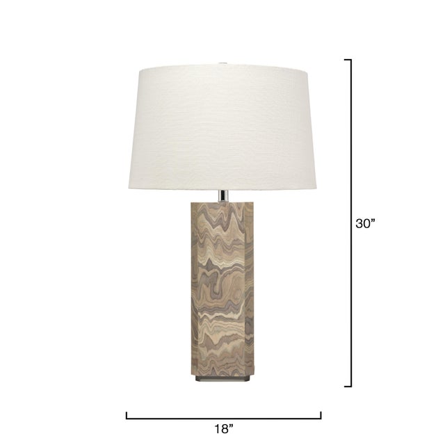 Contemporary Canyon Table Lamp, Sand Grey Wood Veneer For Sale - Image 3 of 6