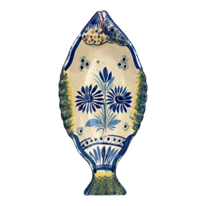 French Faience Blue & White Fish Platter Henriot Quimper, Circa 1930