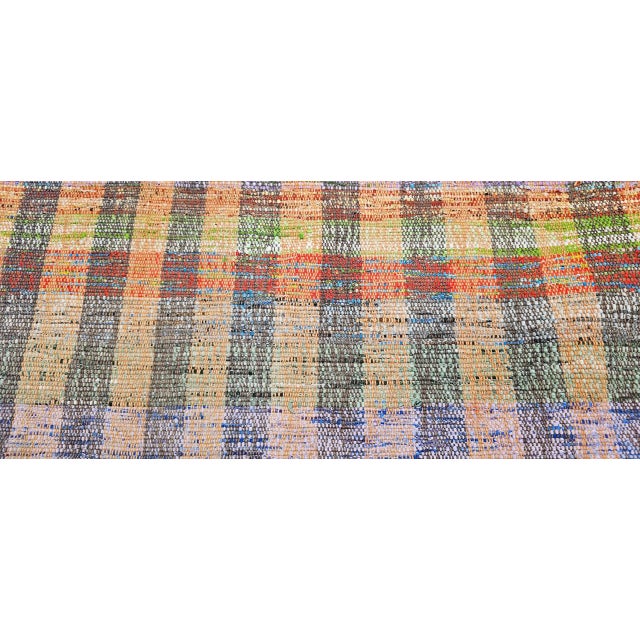 Vintage 1920s American Rag Runner, Handwoven Wool & Cotton Stripes, 4x9 For Sale - Image 15 of 16
