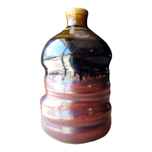 Mid-Century Modern Studio Pottery Glazed Stoneware Bud Vase Signed For Sale