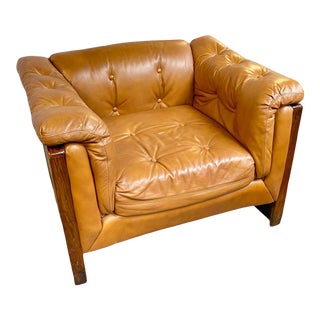 Mid-Century Modern Teak and Leather Chair For Sale