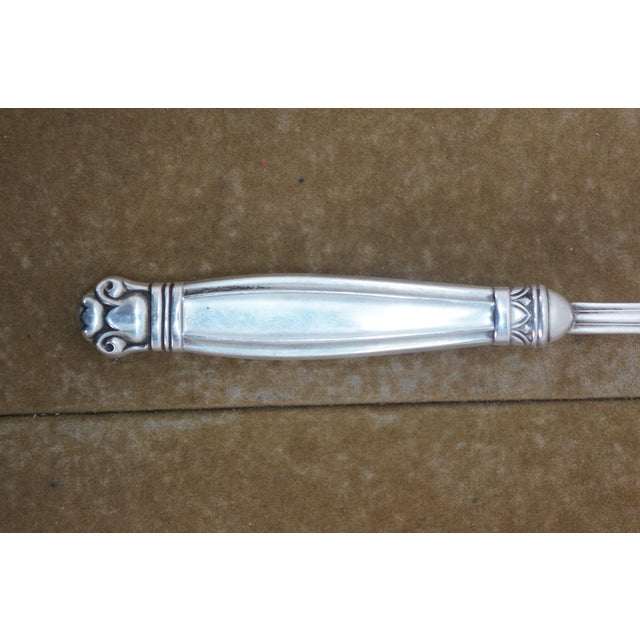 Metal Late 20th Century Manchester Copenhagen Sterling Silver 925 Grooved Serving Spoon 9" For Sale - Image 7 of 12