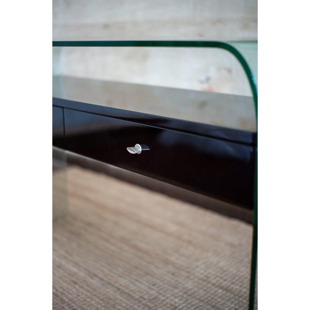 Lacquered Bamboo Console Table – 1980s Product details Dark finish with rattan bindings and wooden shelf Dimensions: 150 L...