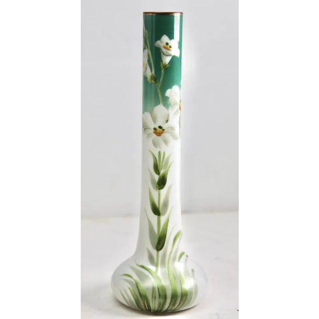 Art Nouveau Hand-Painted Opaline Glass Vases, France, 1920s, Set of 2 For Sale - Image 9 of 10