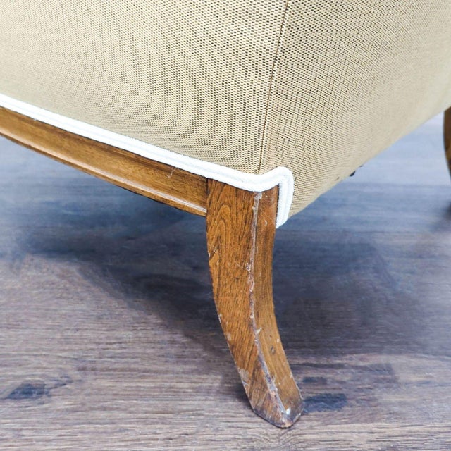 1990s Vintage Lounge Armchair With Floral Upholstery and Carved Wood Frame For Sale - Image 5 of 5