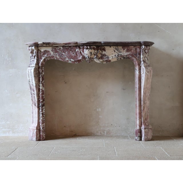 Antique Marble Trois Coquilles Fireplace in Violet de Villette For Sale - Image 5 of 18