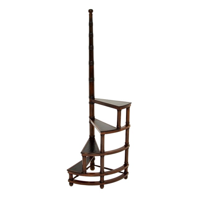 Georgian Leather Top Library Step, 1930s For Sale