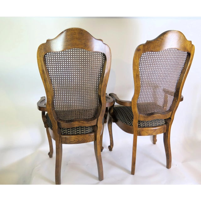 French French Bergère Cane and Chestnut Wooden Open Arm Chairs/ a Pair For Sale - Image 3 of 8