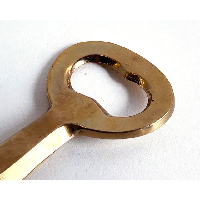 Vintage Mid Century Modern Solid Brass Modernist Bar Tools Incl. Jigger, Bottle Opener, and Corkscrew - Set of 3 For Sale In Providence - Image 6 of 6