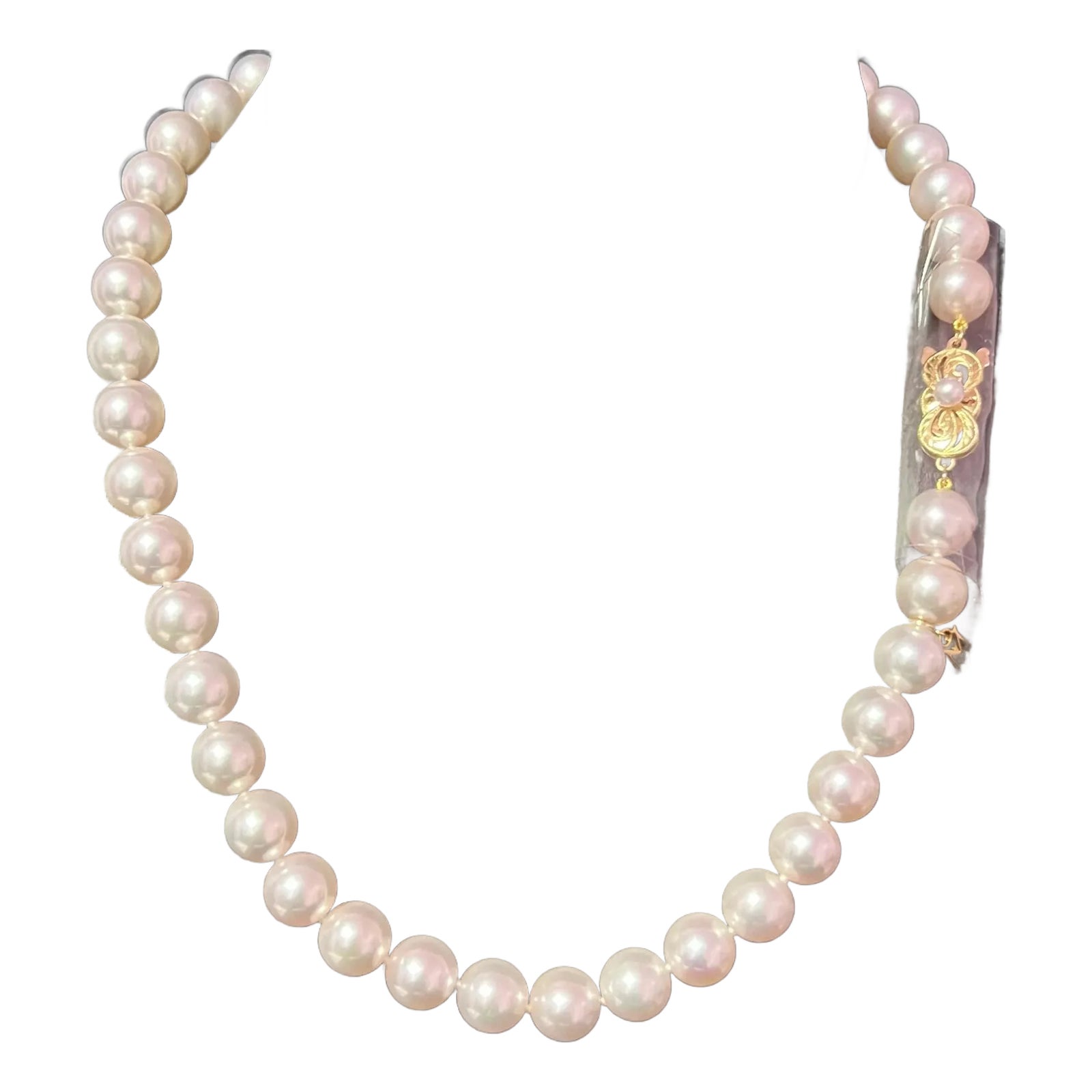 廃盤【MIKIMOTO】THE PEARL NECKLACE Vintage Mikimoto Pearl Necklace: Sterling Silver Clasp, 21.5