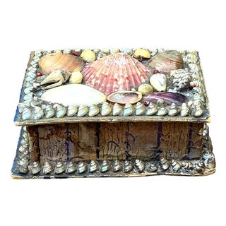 Vintage Shell Embellished Keepsake Box For Sale
