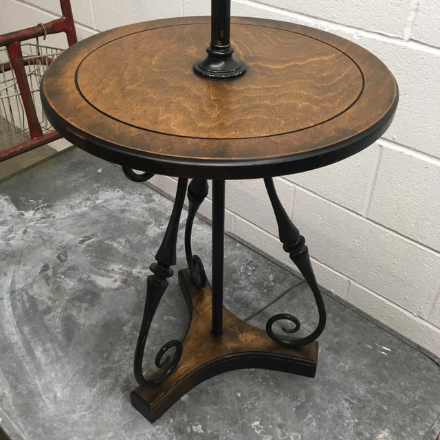 Frederick Cooper Frederick Cooper Floor Lamp With Rosewood Tray Table Scrolled Bronze Tri-Pedestal Base For Sale - Image 4 of 13