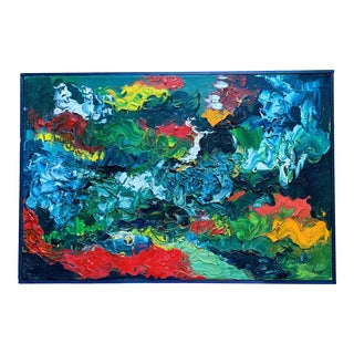Mid 20th Century Abstract Textured Oil Painting, Framed For Sale