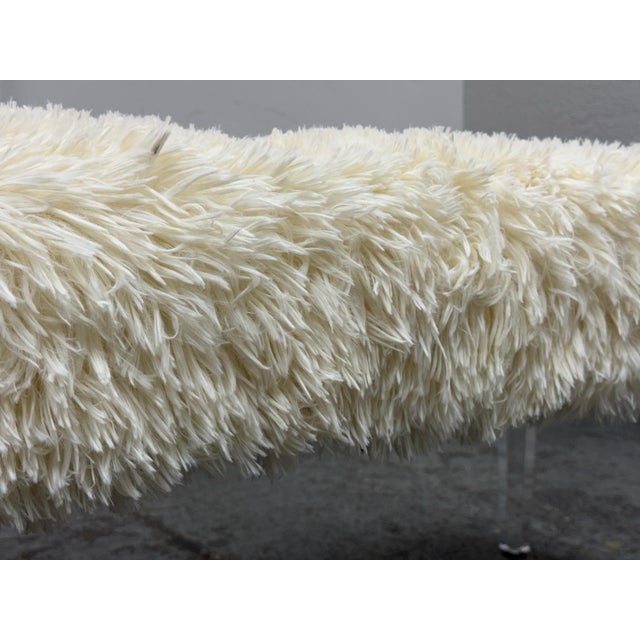 Skyline Furniture Faux Fur + Acrylic Legs Bench For Sale - Image 9 of 12