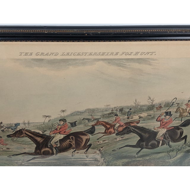 English Antique "The Grand Leicestershire Fox Hunt" Sporting Print, Professionally Framed, 19th Century For Sale - Image 3 of 17