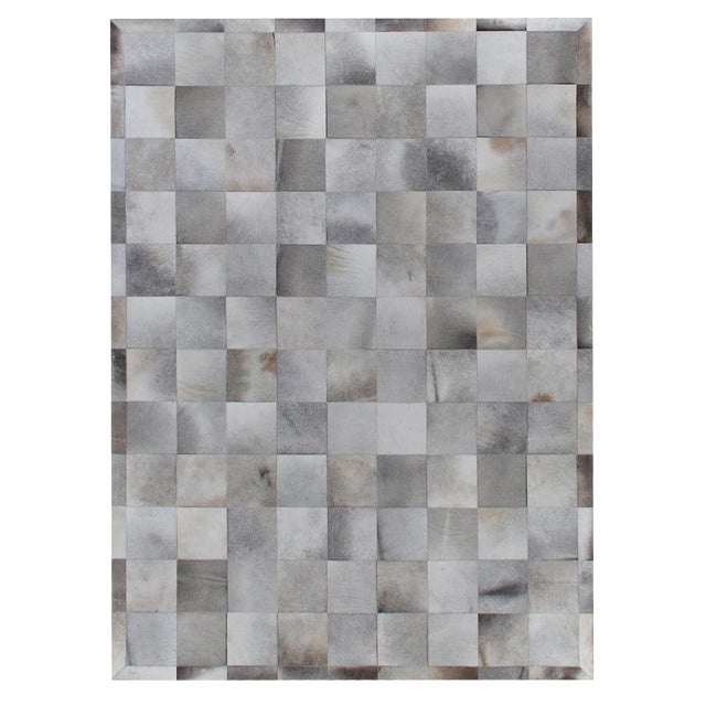 Exquisite Rugs Montgomery Patchwork Leather Silver/Multi Rug-11'6"x14'6" For Sale