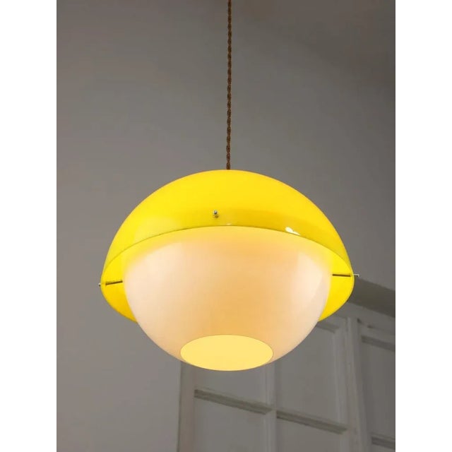 Space Age Yellow Acrylic Glass Pendant Lamp, 1970s For Sale - Image 11 of 13