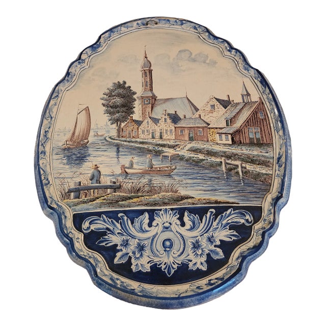 Large Antique Delft Wall Plaque For Sale
