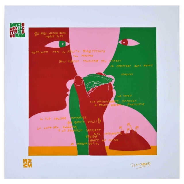 Ennio Pouchard, Diecicomeleditadiduemani, Screen Print on Acetate, 1973 For Sale