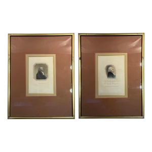 Pair of Antique English Hand Colored Engraving Portraits