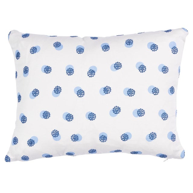 Schumacher Schumacher Taylor Embroidery 16" Lumbar Pillow in Sky on Navy For Sale - Image 4 of 4