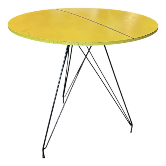 Eames Style Vintage Eiffel Tower Iron Base and Table For Sale