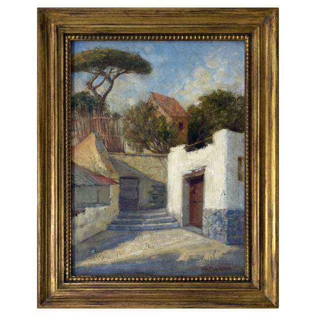 Alfredo Mahieux, Forio Di Ischia, August Afternoon, 1949, Oil on Panel For Sale