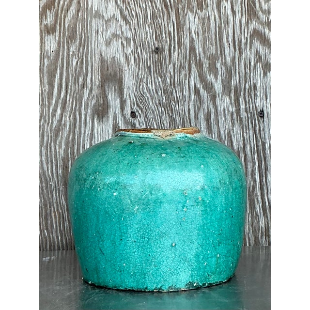 Early 20th Century Vintage Asian Glazed Ceramic Jar For Sale - Image 5 of 5