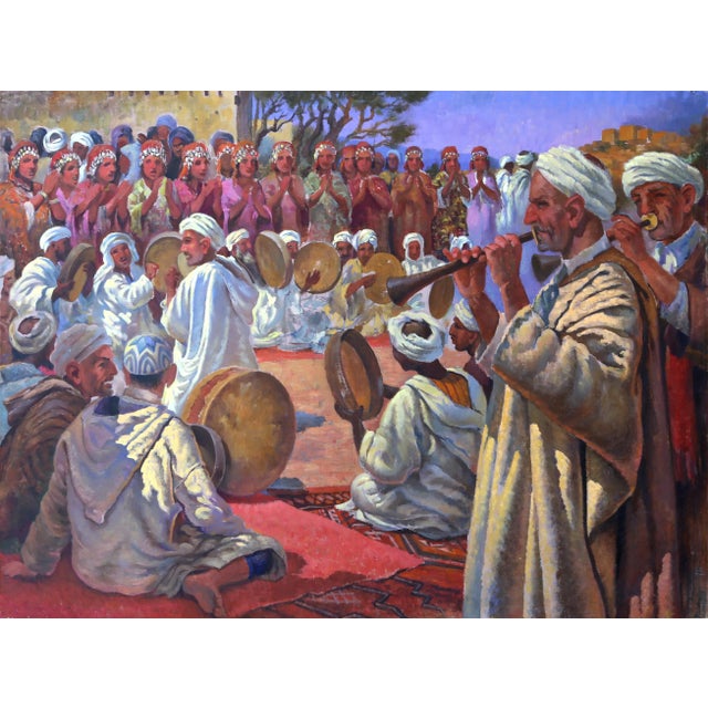 Music Festival, Jalal Gharbi Oil on Canvas Painting For Sale - Image 4 of 4
